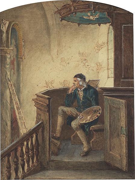 Bengt Nordenberg Selfportrait in the Pulpit of Virestad Church oil painting picture